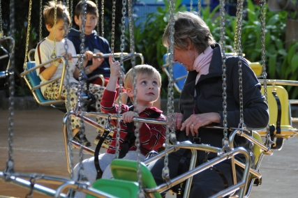 Mathias and my mom at Nickelodeon Universe